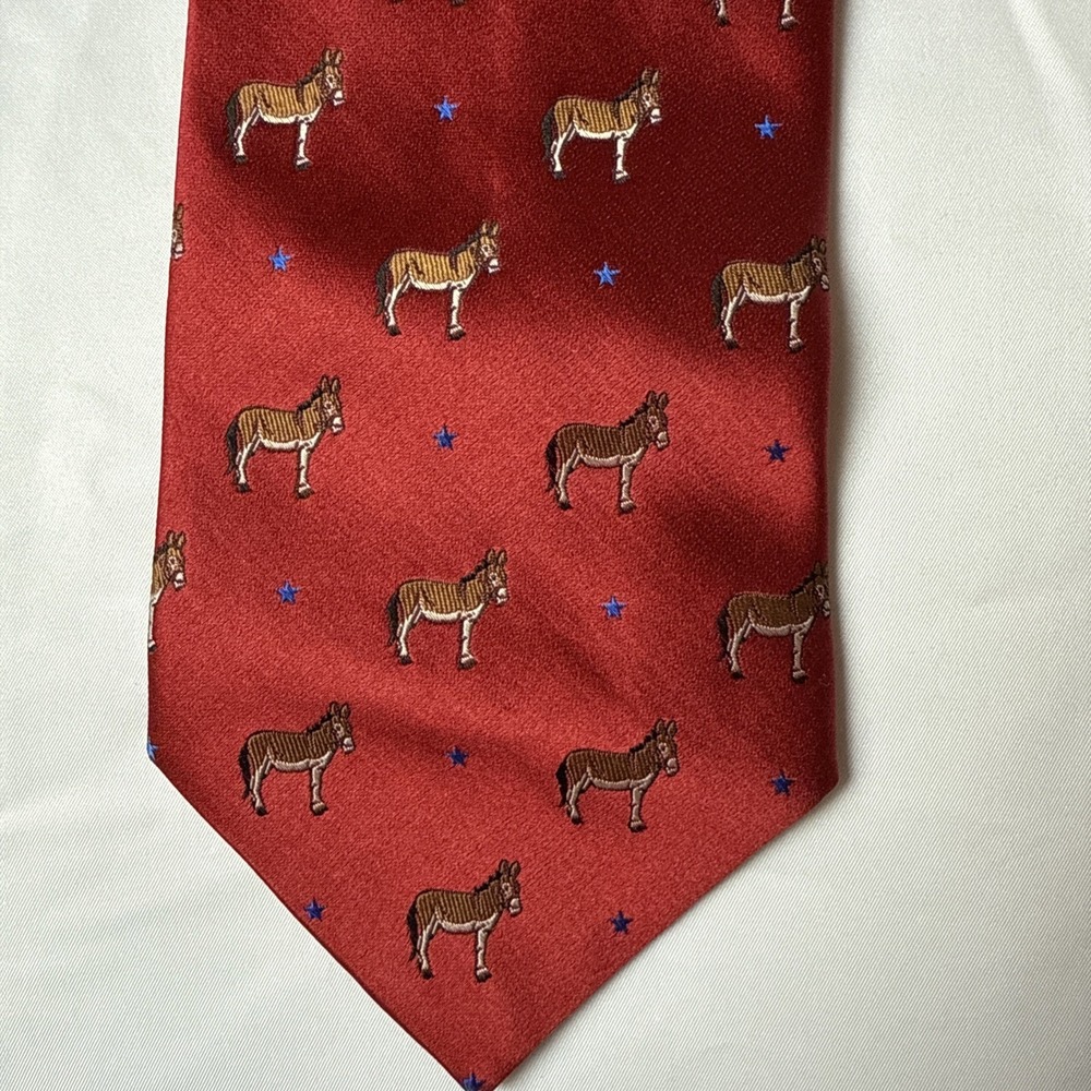 Democratic Donkey Men's Silk Neck Tie Political Democrat Tango Red‎ Necktie
